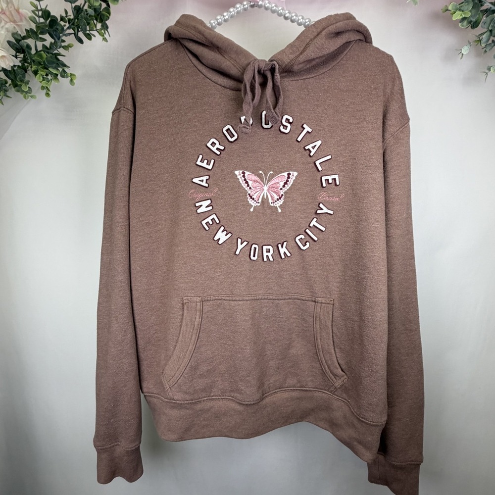 Butterfly NYC Aero Aeropostale Medium Fleece Hoodie Brown